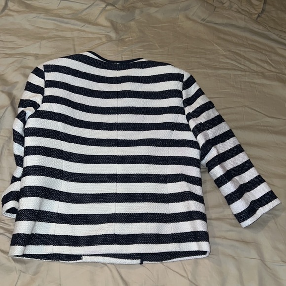 Jones NY Nautical Blue Striped Blazer Jacket Size 6 - Picture 3 of 7